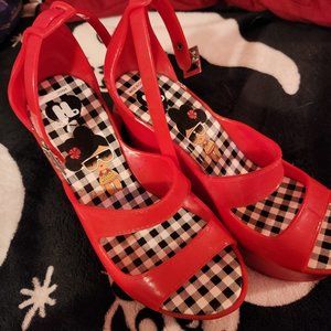 Harajuku red wedge heels